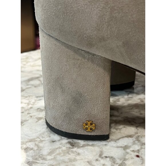 Tory Burch BROOKE BOOTIE Suede Dust Storm Taupe Boots Grey - Size 9.5 - Picture 3 of 8